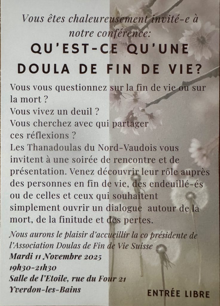 annonce de conférence Doula de fin de vie